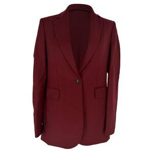 Joseph Single-Breasted Blazer in Burgundy Polyester